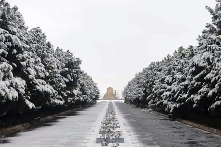 Pasargadae's Winter Majesty: Cyrus the Great's Tomb Under Snow